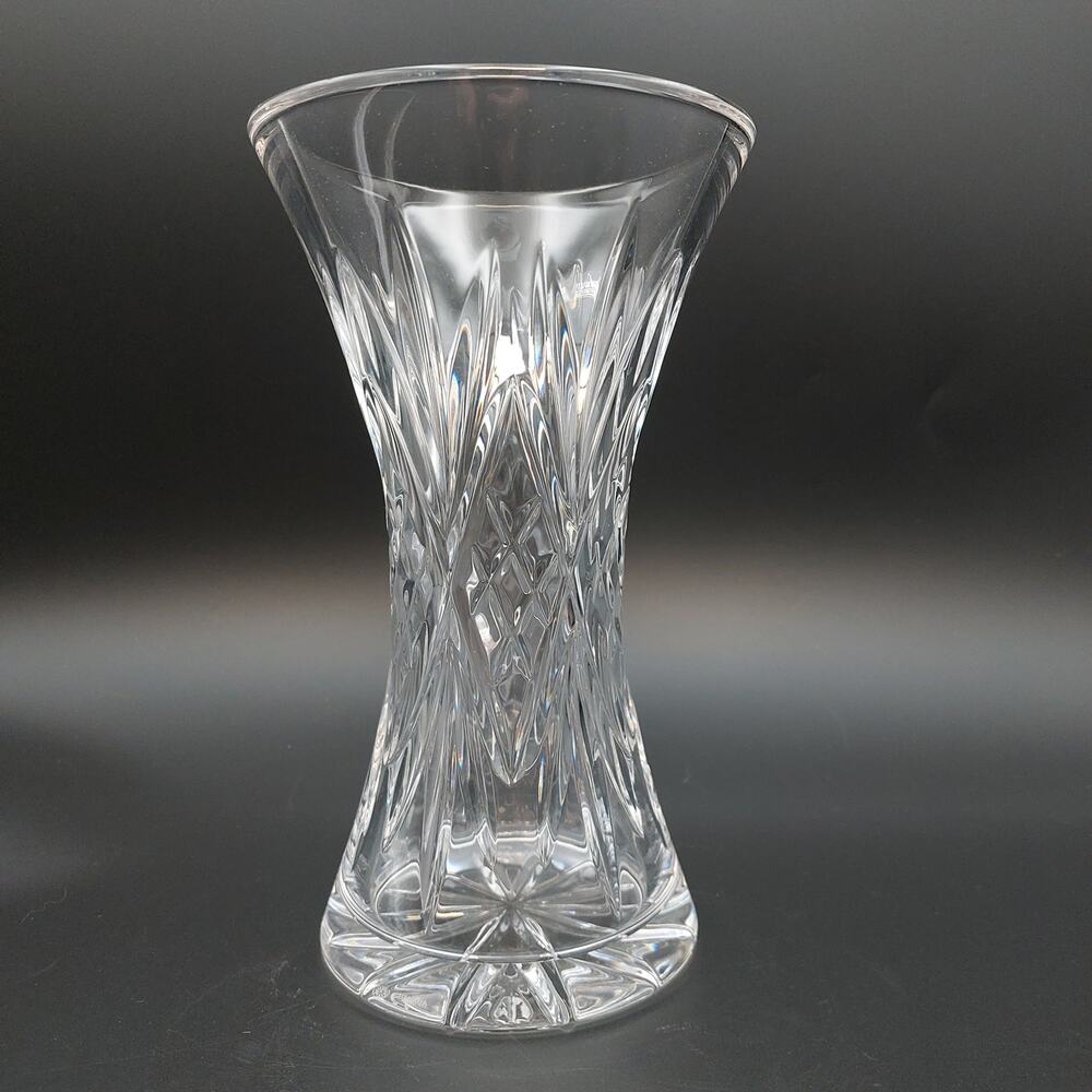 Galway Irish Crystal Vase Longford Pattern Hand Cut 24% Lead Hourglass Flared 8"